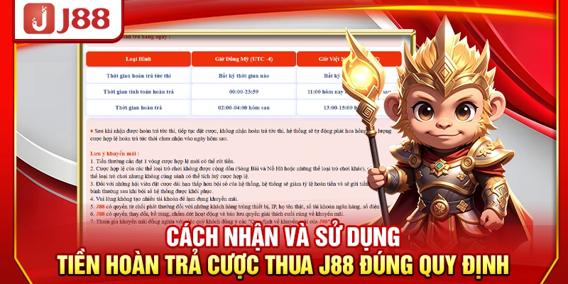 Cách nhận và sử dụng tiền hoàn trả cược thua J88 đúng quy định