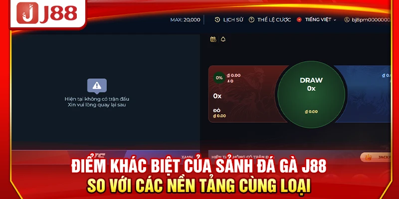 Điểm khác biệt của sảnh đá gà J88 so với các nền tảng cùng loại